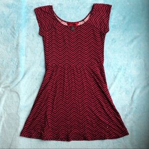 Black and Red Chevron Skater Dress